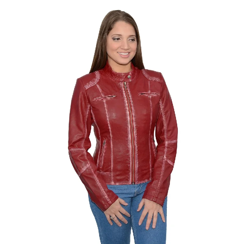 College JacketsMilwaukee Leather SFL2830 Women's Red Scuba Style Sheepskin Fashion Leather Jacket