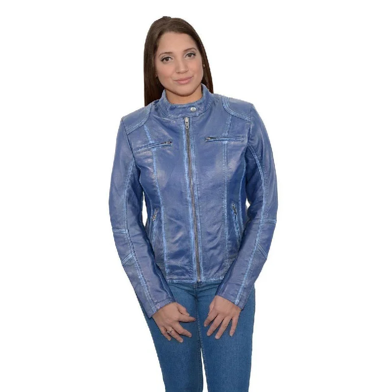 Sequined JacketsMilwaukee Leather SFL2830 Women's Royal Blue Scuba Style Sheepskin Fashion Leather Jacket