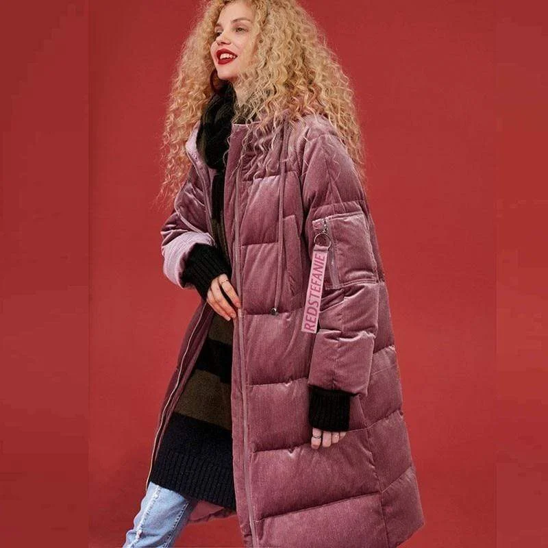 Insulated JacketsNew Long Paragraph Over The Knee Thickening Loose Thin Feather Coat Female