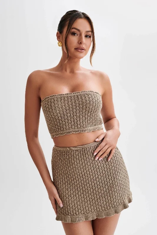 CroptopstyleSerina Knit Crop Top - Taupe