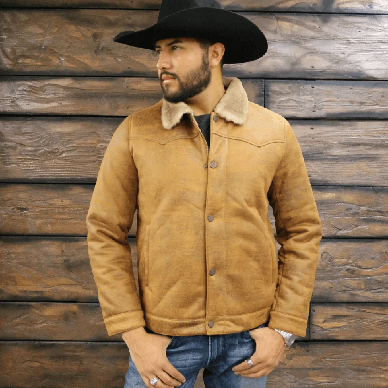 Limited Edition JacketsTempco Mens Marlboro Faux Suede Shearling Jacket - TM6002-WHISKEY