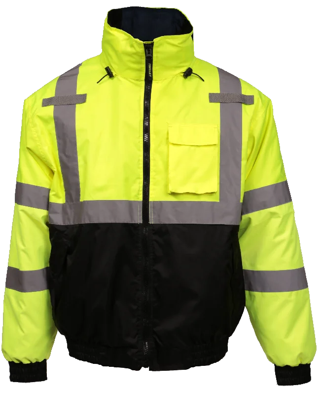 Military JacketsBomber 3.1™ Jacket - Type R Class 3 - Fluorescent Yellow-Green-Black - Silver Reflective Tape - Polyester Quilted Liner - Attached Hood