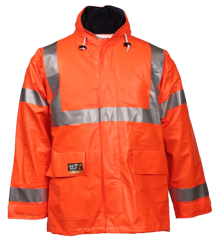 Nylon JacketsEclipse™ Jacket - Fluorescent Orange-Red - Attached Hood - Silver Reflective Tape