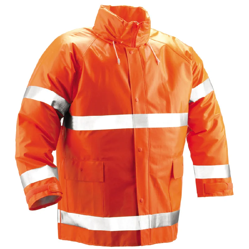 Hiking JacketsComfort-Brite® Jacket - Fluorescent Orange-Red - Attached Hood - Silver Reflective Tape