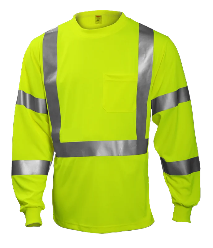 Urban JacketsType R Class 3 T-Shirt - Fluorescent Yellow-Green - Long Sleeve - 1 Pocket - Silver Reflective Tape