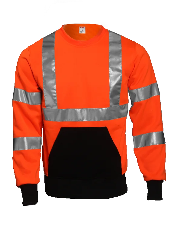 Field JacketsType R Class 3 Sweatshirt - Fluorescent Orange-Red - Crew Neck - 1 Pouch Pocket - Silver Reflective Tape