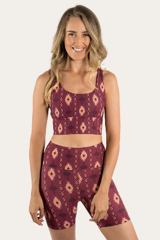 Outdoor hoodieHarlow Womens Long Sports Bra - Cabernet with Montana Print