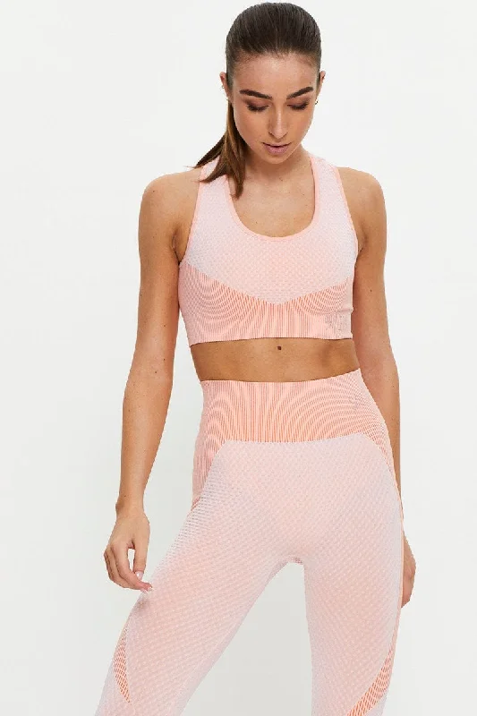 Mesh vestOrange Seamless Contrast Panel Activewear Sports Bra