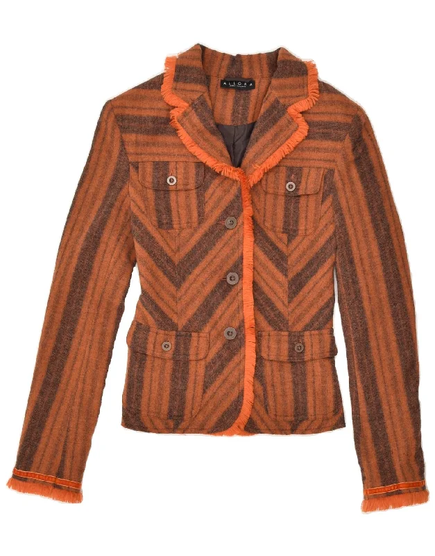 BlazeridentityALLORA Womens 3 Button Blazer Jacket IT 36 XS Orange Striped