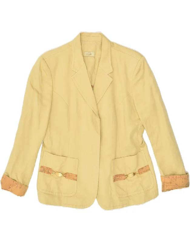 BlazeruniqueALVIERO MARTINI Womens Blazer Jacket UK 16 Large Yellow Linen