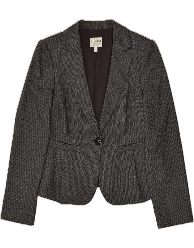 BlazerinitiativeARMANI COLLEZIONI Womens 1 Button Blazer Jacket IT 42 Medium Grey Wool