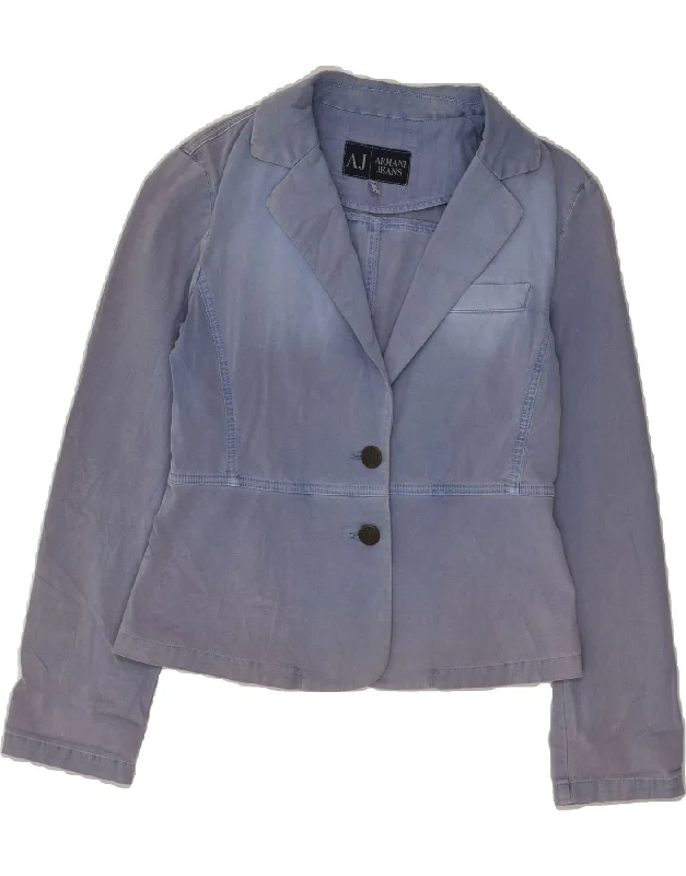 BlazerplayerARMANI JEANS Womens 2 Button Blazer Jacket UK 12 Medium Blue