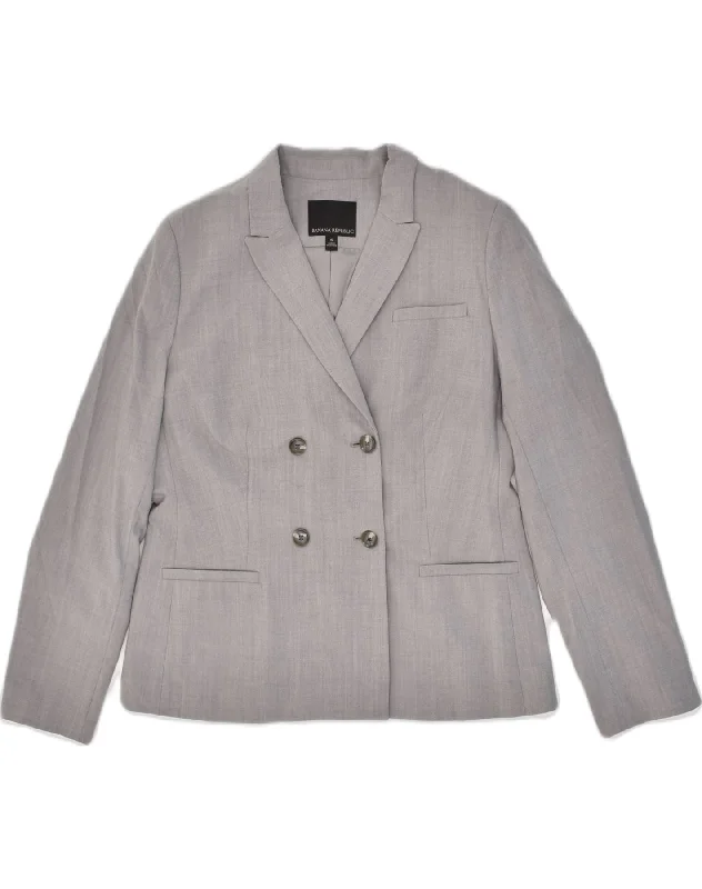 BlazerfanbaseBANANA REPUBLIC Womens Double Breasted Blazer Jacket US 6 Medium Grey Wool