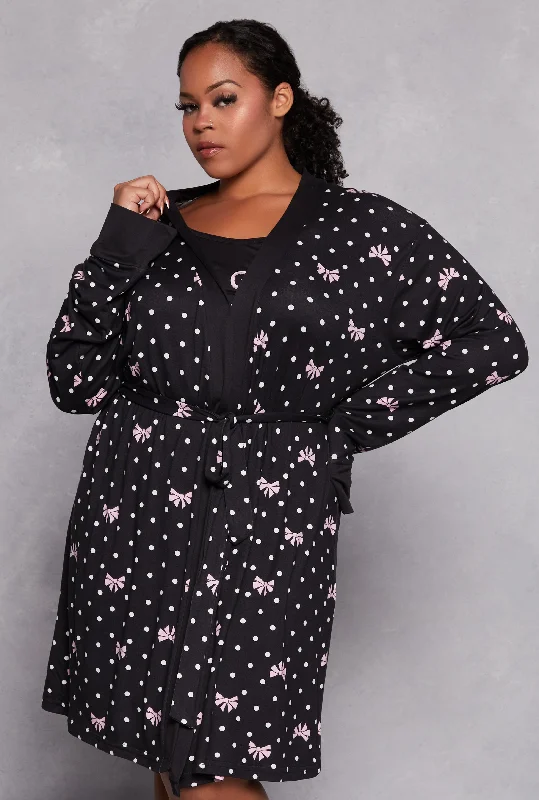 Plus Size Girl Gang Graphic Cami Nightgown with Robe