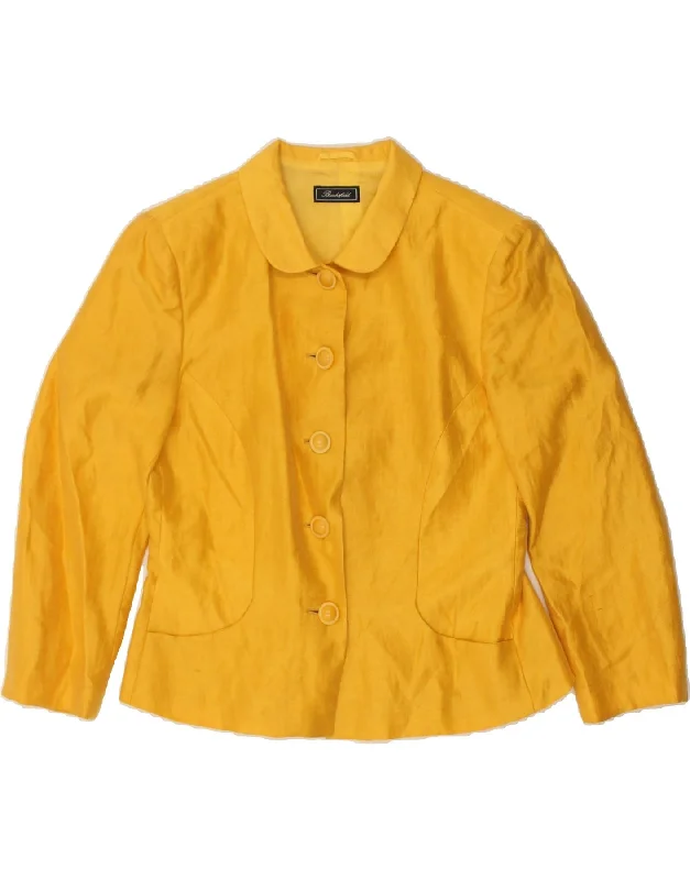 BlazercustomBROOKSFIELD Womens 5 Button Blazer Jacket IT 46 Large Yellow Linen