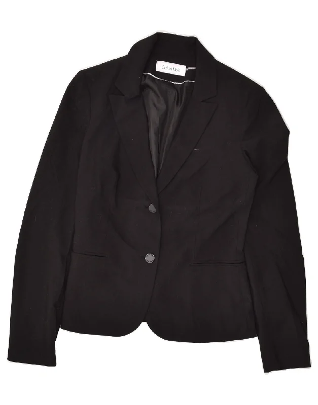 BlazerplayerCALVIN KLEIN Womens 2 Button Blazer Jacket UK 12 Medium Black