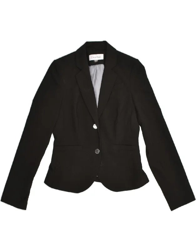 BlazerheritageCALVIN KLEIN Womens Petite 2 Button Blazer Jacket US 2 XS Black Polyester