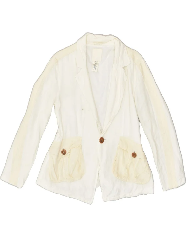 BlazergameDIESEL Womens 1 Button Blazer Jacket UK 14 Large White Linen