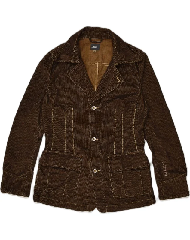 BlazerdanceG STAR Womens 3 Button Corduroy Blazer Jacket UK 14 Large Brown Polyester