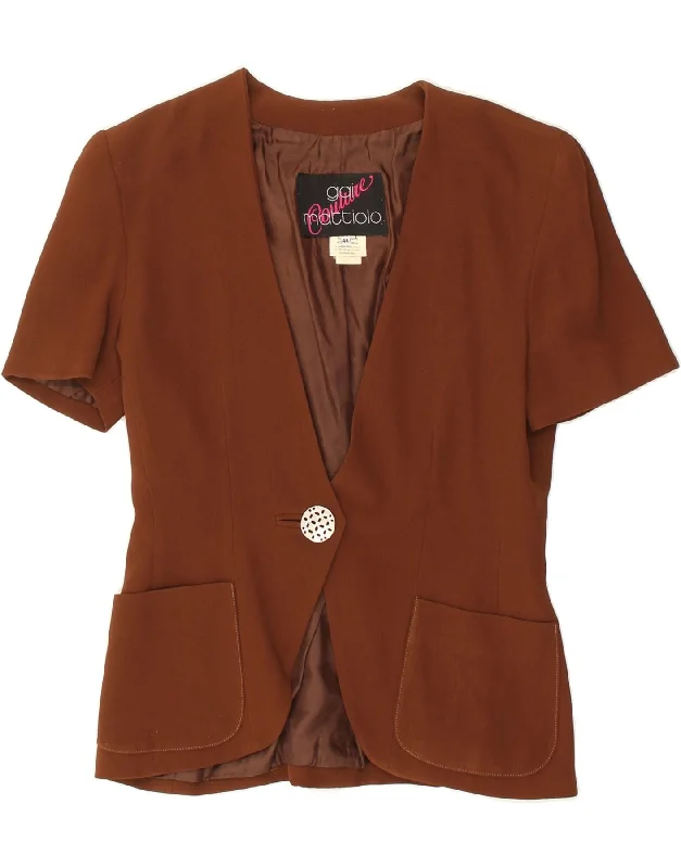 BlazercauseGAI MATTIOLO Womens Short Sleeve 1 Button Blazer Jacket IT 44 Medium Brown