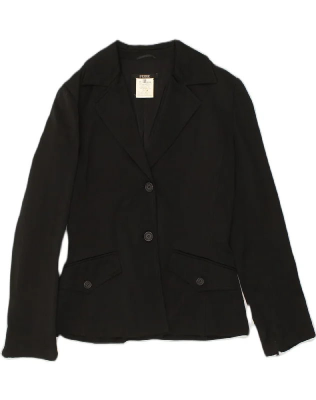 BlazerrivalGIANFRANCO FERRE Womens 2 Button Blazer Jacket IT 46 Large Black Polyamide