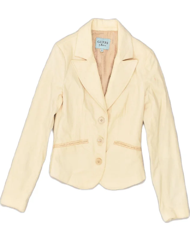 BlazerwearGUESS Womens 3 Button Blazer Jacket IT 42 Medium Beige Cotton