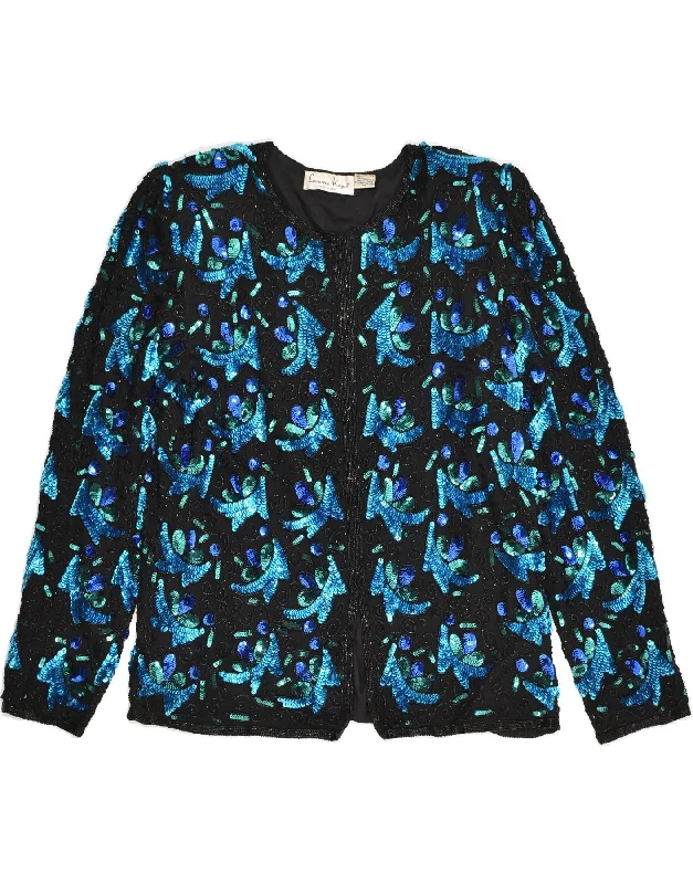 BlazersuitLAURENCE KOZAR Womens Blazer Jacket UK 12 Medium Blue Floral Silk