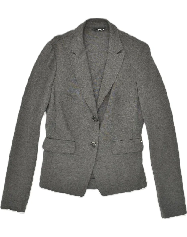 BlazeridentityLIU JO Womens 2 Button Blazer Jacket IT 46 Large  Grey Viscose