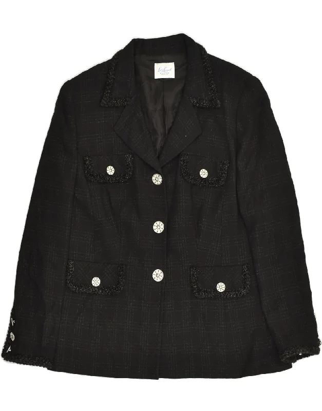 BlazerjacketLUISA SPAGNOLI Womens 3 Button Blazer JacketUK 16 Large Black Check