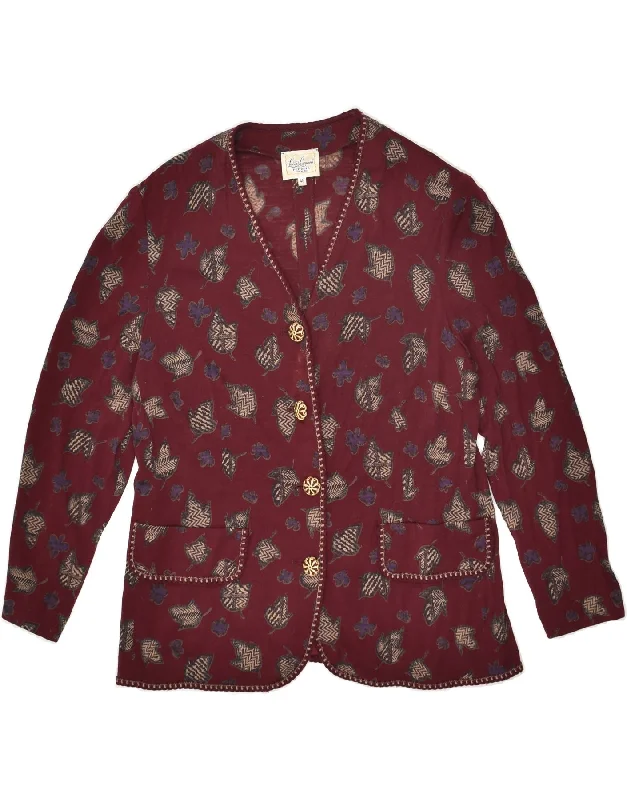 BlazercoachLUISA SPAGNOLI Womens 4 Button Blazer Jacket IT 48 XL Burgundy Floral