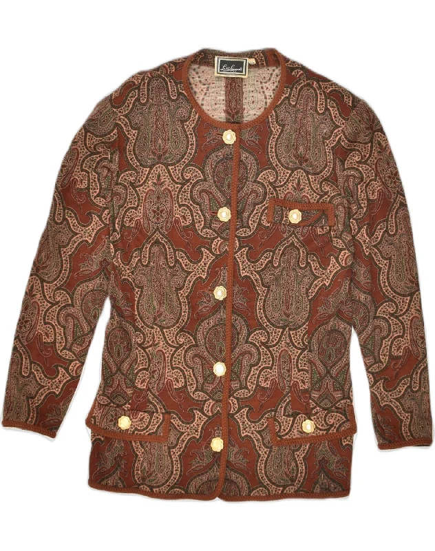 BlazerformalLUISA SPAGNOLI Womens 5 Button Blazer Jacket IT 44 Medium Brown Paisley