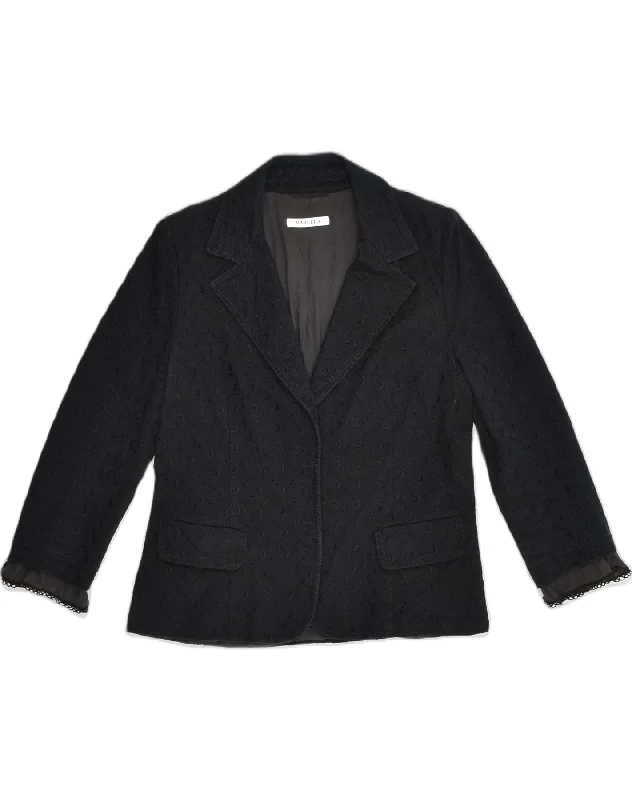 BlazergameMARELLA Womens 3/4 Sleeve Blazer Jacket UK 16 Large Black Cotton