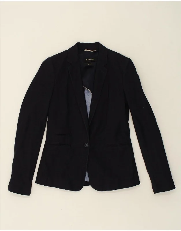 BlazerinitiativeMASSIMO DUTTI Womens 1 Button Blazer Jacket UK 10 Small Navy Blue Cotton