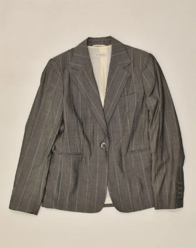 BlazercoachMASSIMO DUTTI Womens 1 Button Blazer Jacket UK 12 Medium Grey Pinstripe