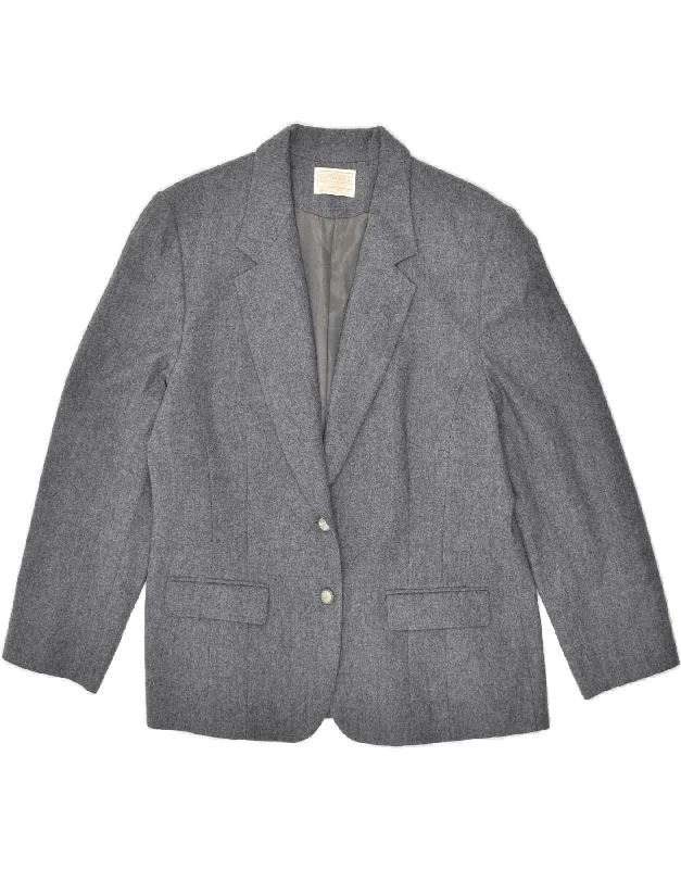 BlazerplatformPENDLETON Womens 2 Button Blazer Jacket UK 18 Large Grey Virgin Wool