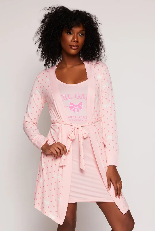 Girl Gang Graphic Cami Nightgown with Robe