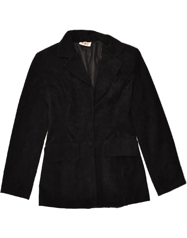 BlazergameREDOK Womens Velvet 2 Button Blazer Jacket UK 10 Small Black Polyester