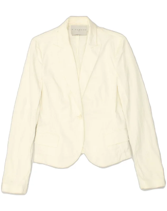 BlazerstartupRICHMOND Womens 1 Button Blazer Jacket IT 44 Medium Off White Cotton