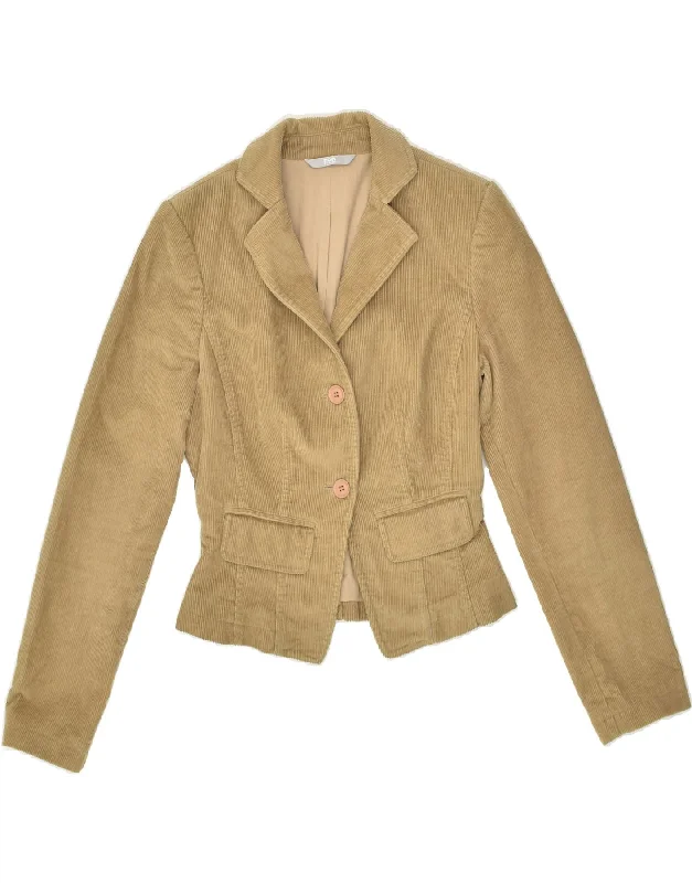 BlazerfilmSTEFANEL Womens 2 Button Corduroy Blazer Jacket IT 40 Small Beige Cotton