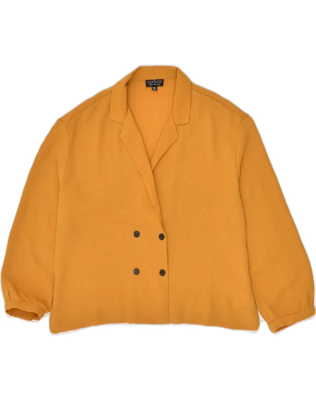 BlazercourtTOPSHOP Womens Double Breasted Blazer Jacket UK 14 Large  Yellow Polyester