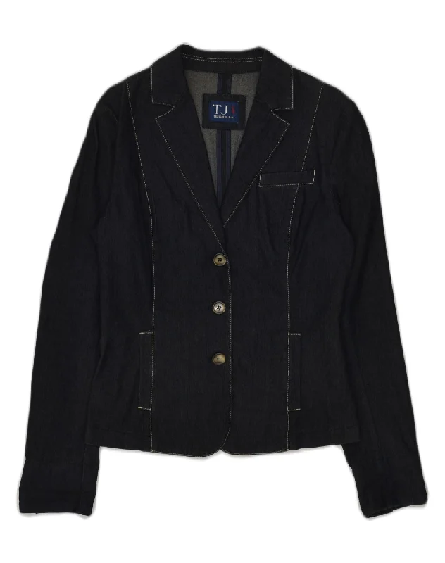 BlazerwebTRUSSARDI Womens Denim 3 Button Blazer Jacket IT 40 Small Navy Blue Cotton