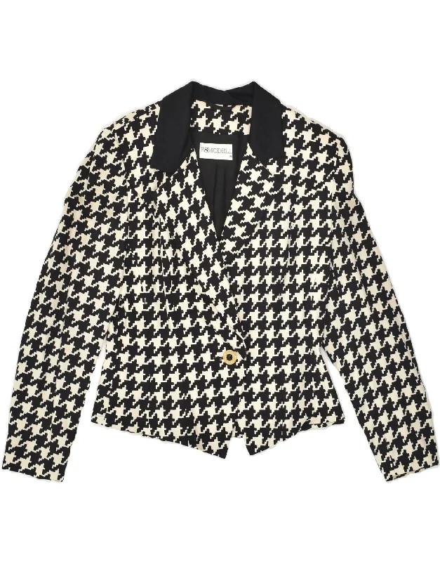 BlazervirtualVINTAGE Womens 1 Button Blazer Jacket EU 38 Medium Black Houndstooth