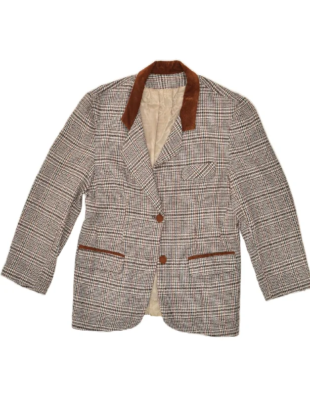 BlazerfanVINTAGE Womens 2 Button Blazer Jacket IT 48 XL Grey Houndstooth