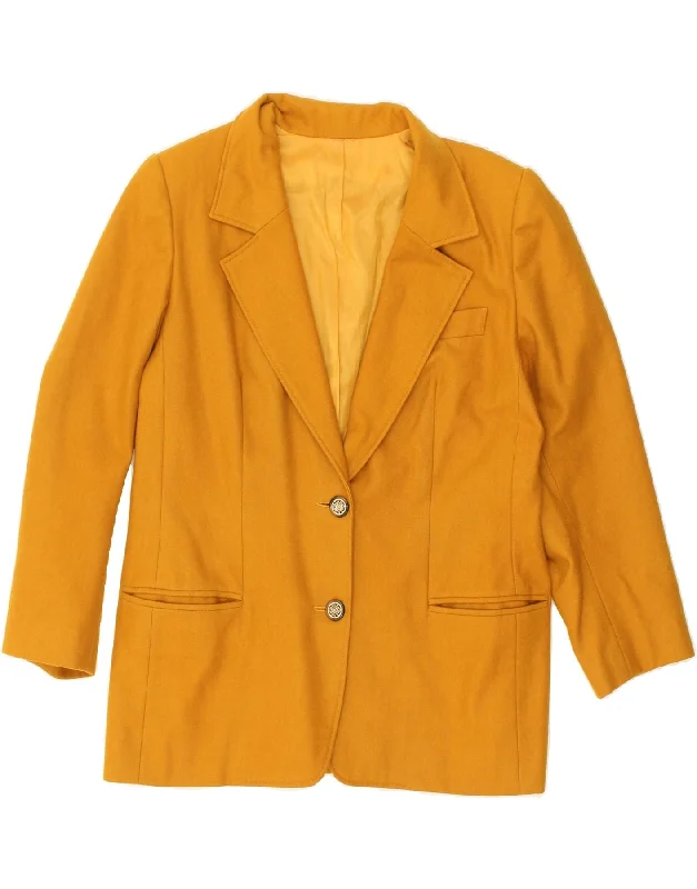 BlazerprideVINTAGE Womens 2 Button Blazer Jacket UK 14 Medium Yellow