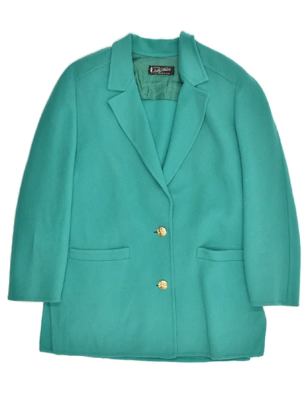 BlazerheritageVINTAGE Womens 2 Button Blazer Jacket UK 18 XL Turquoise Wool