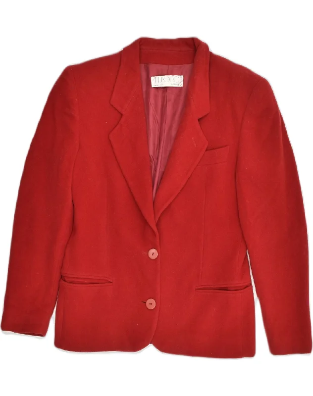 BlazercryptoVINTAGE Womens 2 Button Blazer Jacket UK 38 Medium Red Wool