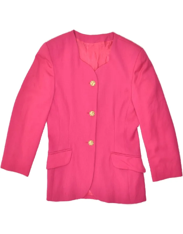 BlazercrazeVINTAGE Womens 3 Button Blazer Jacket IT 42 Medium Pink Virgin Wool