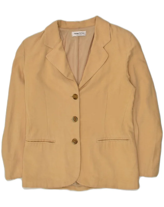 BlazervictoryVINTAGE Womens 3 Button Blazer Jacket IT 44 Medium Yellow Viscose