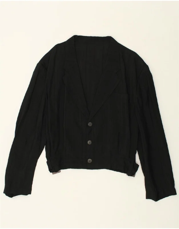 BlazertraditionVINTAGE Womens 3 Button Blazer Jacket IT 52 2XL Black Striped