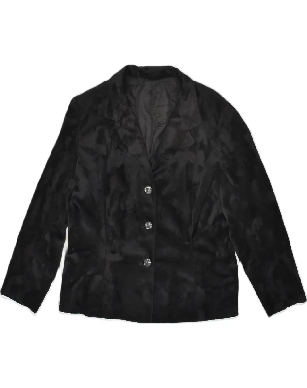 BlazeruniqueVINTAGE Womens 3 Button Blazer Jacket UK 14 Medium Black